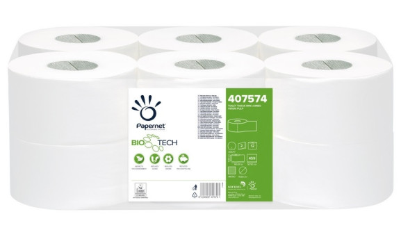 Toaletní papír Jumbo 19cm, 2VR, celuloza, Biotech, 1 role