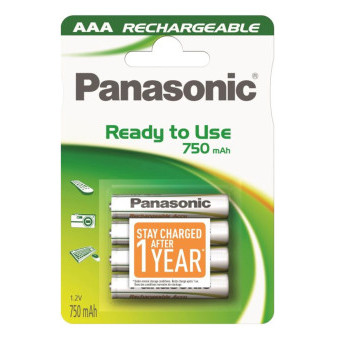 Baterie AAA, Panasonic, 750mAh, nabíjecí, 4ks