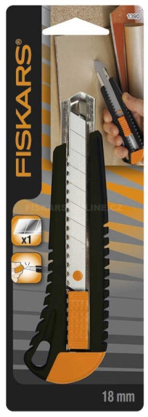Nůž odlamovací, plastový, kovová lišta, Fiskars, 18mm