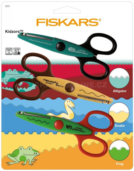 Fiskars nůžky dětské tvarované, vzory močálů a bažin, 3ks