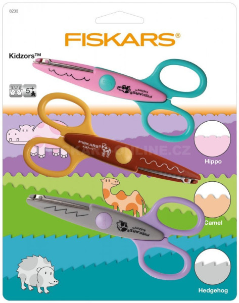 Fiskars nůžky dětské tvarované, zvířátka ZOO, 3ks