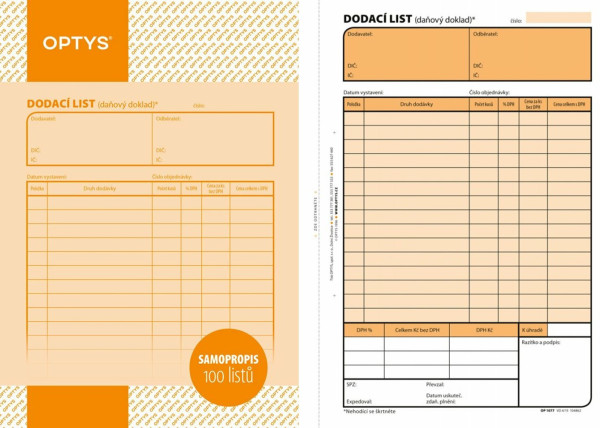 Dodací list, A5/OP77