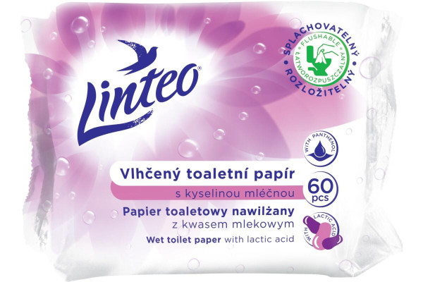 Vlhčený toaletní papír Linteo s kyselinou mléčnou