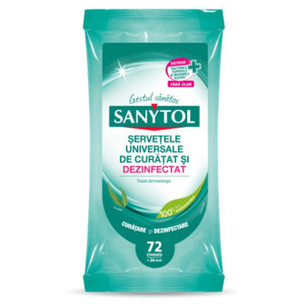 Ubrousky čistící a desinfekční Sanytol, 72ks standard = 36ks max