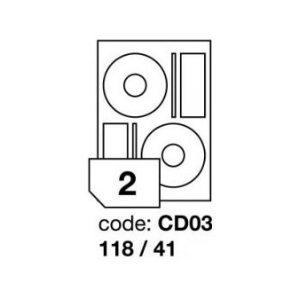 Etikety A4 bílá CD03 118x41 RO100/100ks