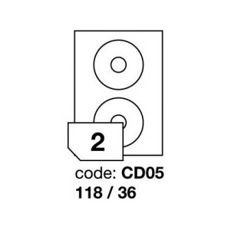Etikety A4 bílá CD05 118X36 R0100/20ks
