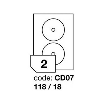 Etikety A4 bílá CD07 118x18 laser lesk R0119 / 20ks