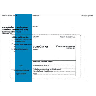 Obálka s doručenkou B6, 125x176 mm, modrá, 100ks