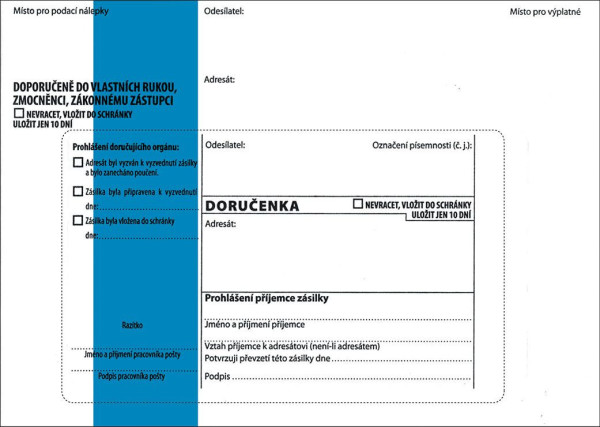 Obálka s doručenkou B6, 125x176 mm, modrý pruh, 100ks