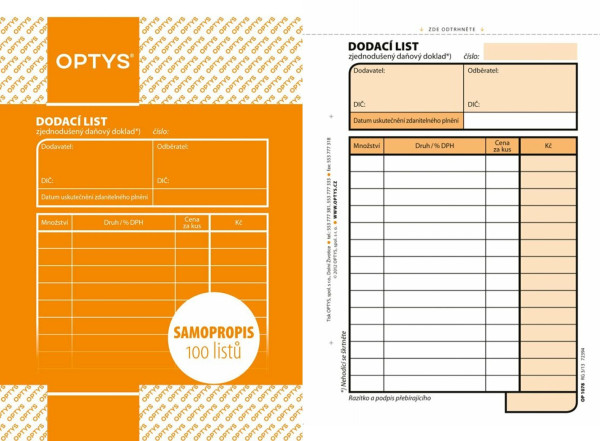 Dodací list, A6/OP78