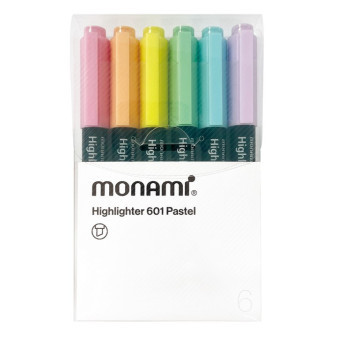 Popisovač zvýrazňovač Monami, 1-4mm, pastelová, zkosený, 6ks
