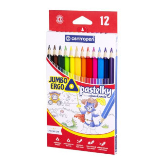 Pastelky Centropen, trojhranné, Jumbo, 12ks