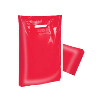 Taška LDPE, 38 x 44cm, průhmat, 0.045, červená, 25ks
