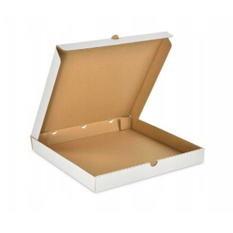 Krabice na pizzu, bílá-hnědá, 45x45x5cm