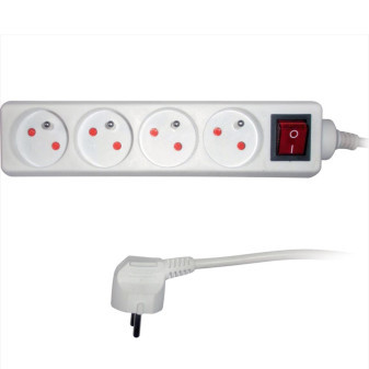 Kabel prodlužovací, 4 zásuvky + vypínač, 1.5m