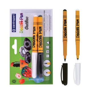 Popisovač 2628, Decor Pen, černá+bílá, 2ks