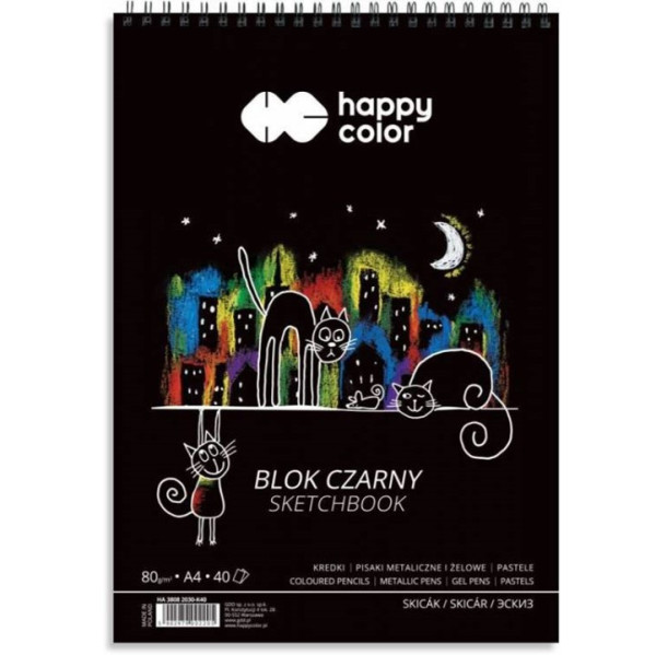 Blok A4, horní spirála, černá, 80g, 40l