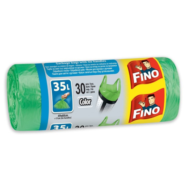 Odpad sáček HDPE, 35l, 49 x 59 cm, s uchy, zelená, 30ks