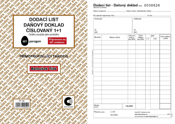 Dodací list A5, číslovaný, NCR, PT142