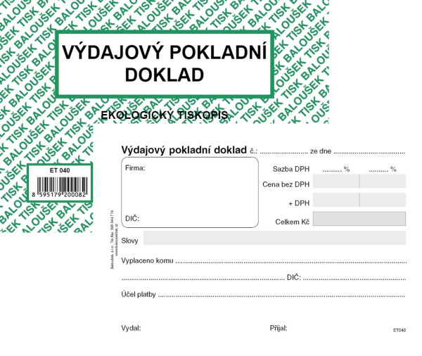 Výdajový pokladní doklad A6, ET040B