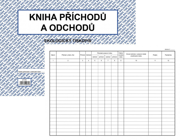 Kniha příchodů a odchodů A4, 40str., ET372/B