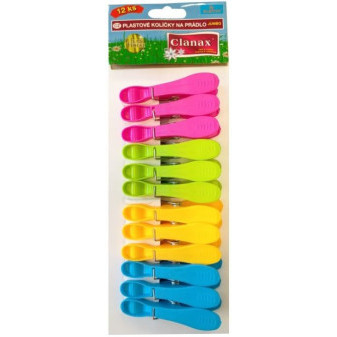Kolíčky na prádlo plast. 12ks jumbo