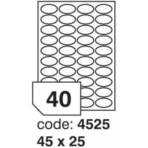 Etikety A4 bílé 45x25 ovál / 100ks