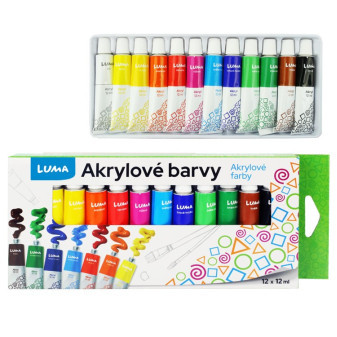 Barva akrylová, 12ml sada, 12ks