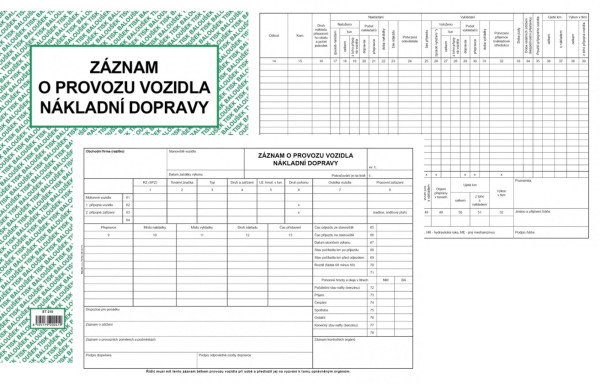 Záznam o provozu vozidla nákladní dopravy/ET210