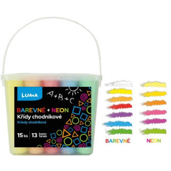 Křída barevná 15ks/neon chodník