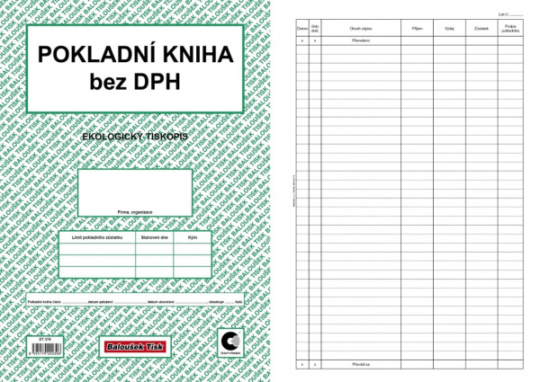 Pokladní kniha bez DPH, A4, ET378B