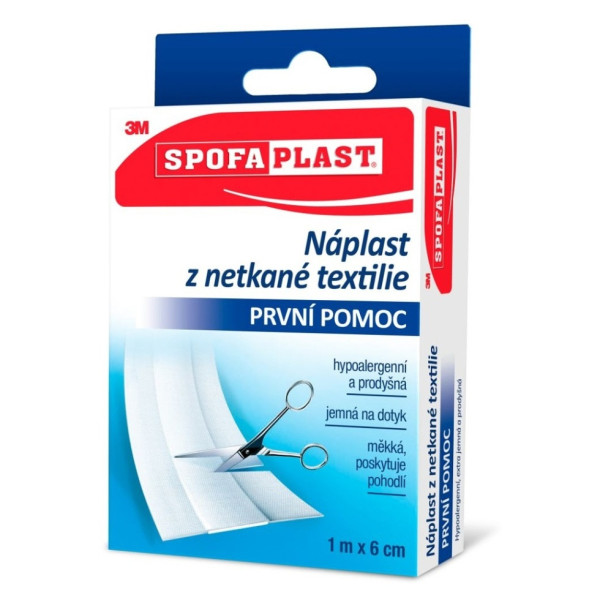 Náplast netkaná textílie, s polštářkem, 6cm x 1m