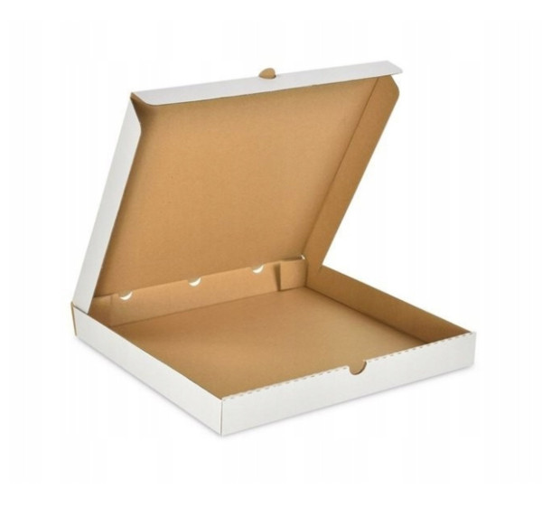 Krabice na pizzu, bílá-hnědá, 32x32x3,5cm