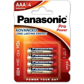 Baterie AAA LR03, Panasonic, alkalická, 4ks