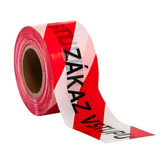 Páska PE výstražná, 8cm x 200m, červeno-bílá, ZÁKAZ VSTUPU