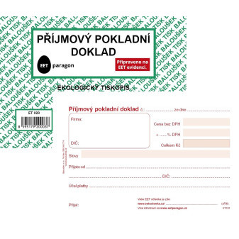 Příjmový pokladní doklad A6, jednoduché účetn. ET020
