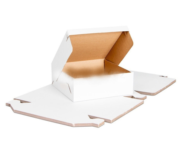 Krabice na dort, bílá-hnědá, 3vr., 32x32x17cm