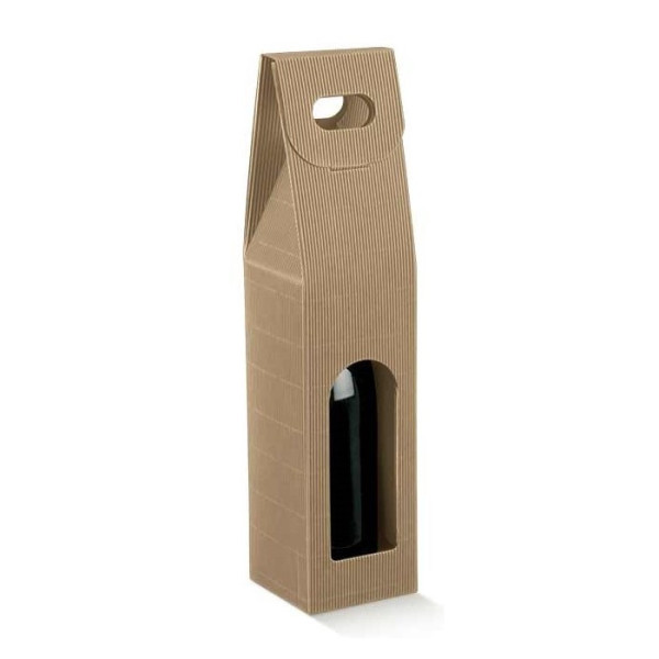 Krabice na víno, 1 láhev, 7.8 x 7.8 x 38mm, hnědá