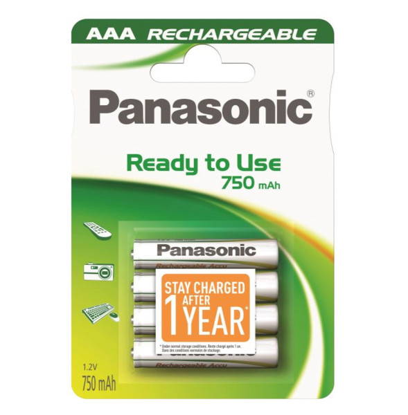 Baterie AAA, Panasonic, 750mAh, nabíjecí, 4ks