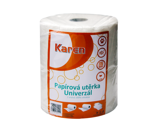 Ručník papírový Karen, 2vr., celulóza, 50m, 1 role