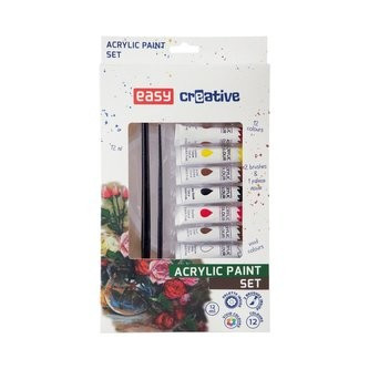 Barva akrylová 12ks + 2 štětce (12ml) SADA